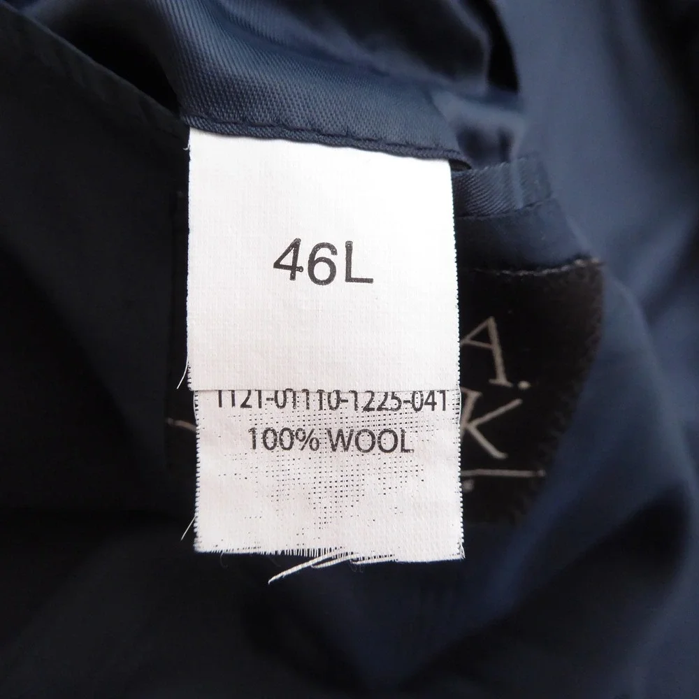 Jos. A. Bank Mens Blazer Navy Blue 100% Wool Two Button Gold Crest 46L